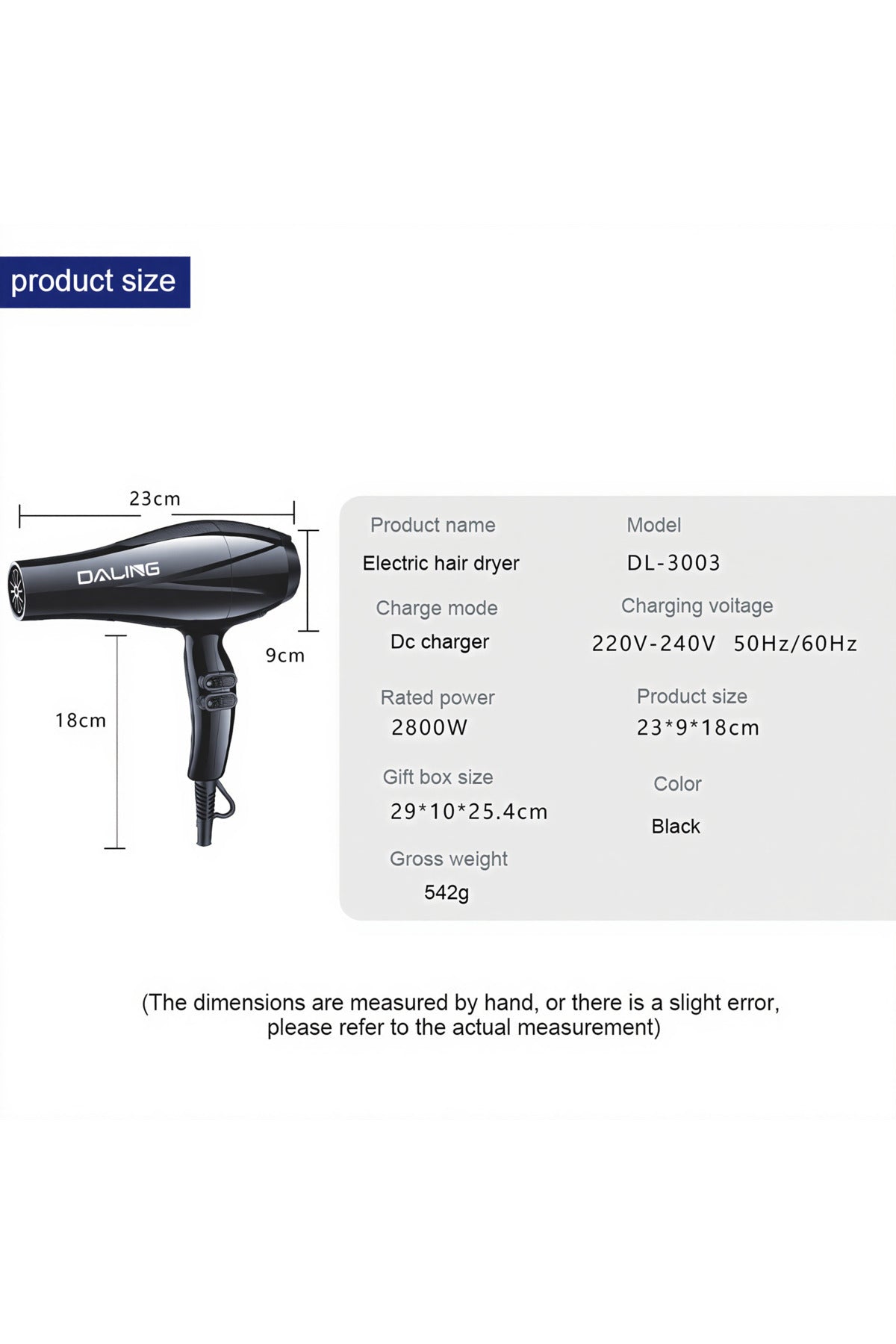 2800W Essential Hair Care Dryer, Hair Dryer, Professional Hair Dryer, DL-3003
