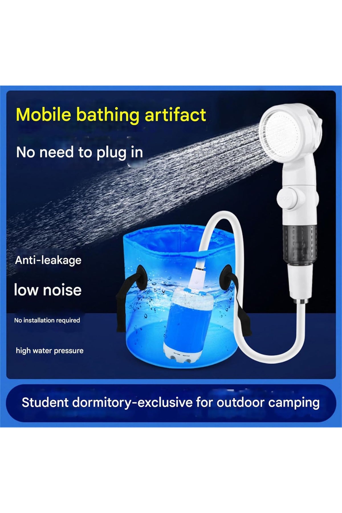 DINEX DX3720 Portable Outdoor Complete Shower Kit, Rechargeable Pump