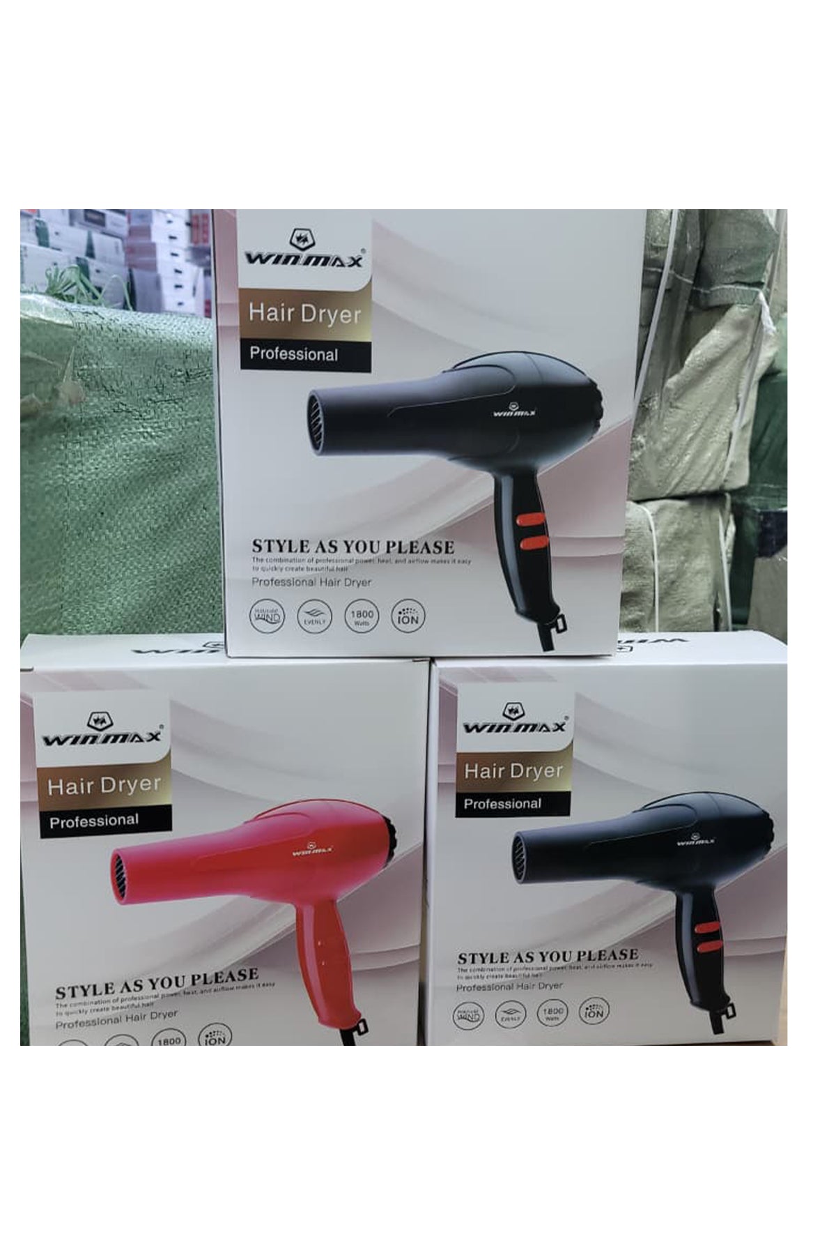WINMAX 1800W Professional Hair Dryer, Hot & Cold Air, 2 Speed, Powerful Salon Hair Styling Tool