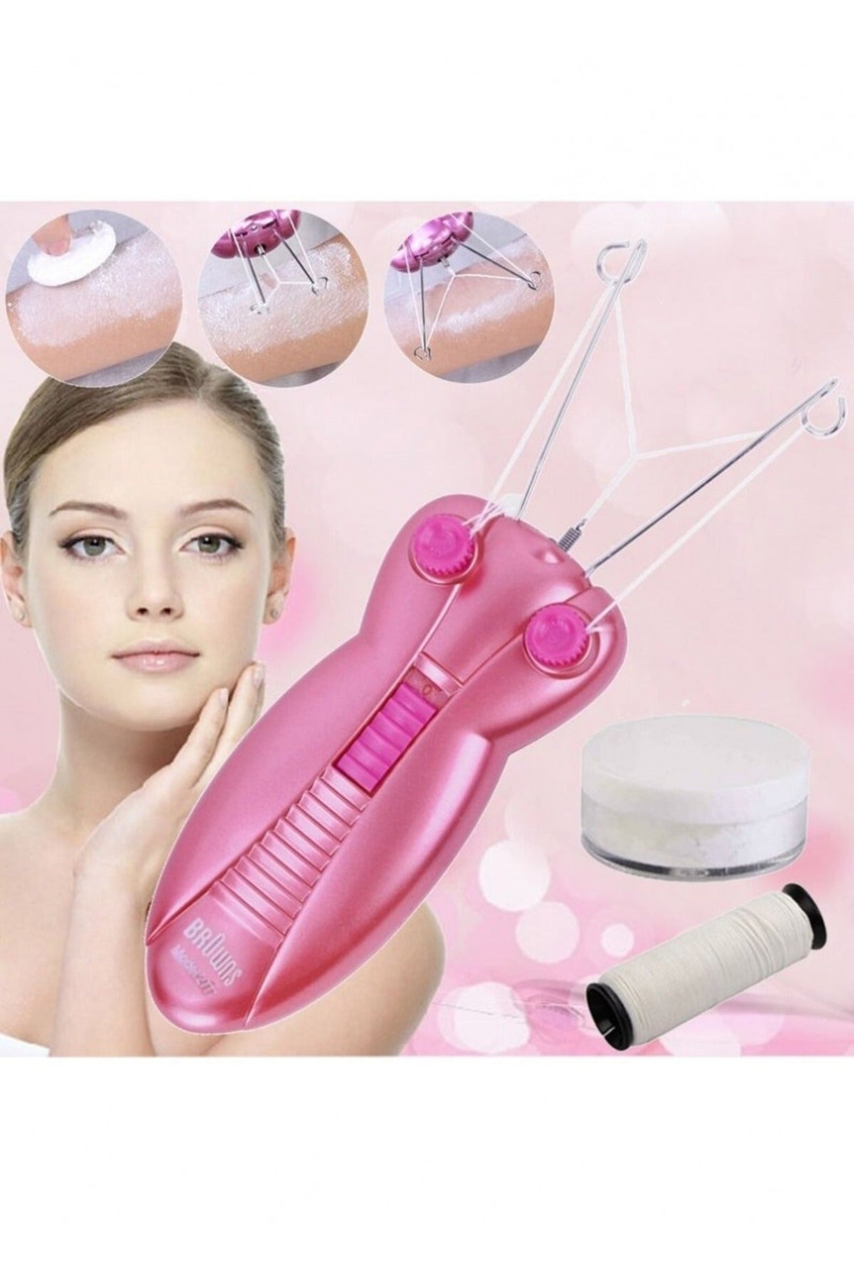BROWNS Electric Facial Hair Remover Machine & Threading System, Painless Face & Body Epilator, 2777