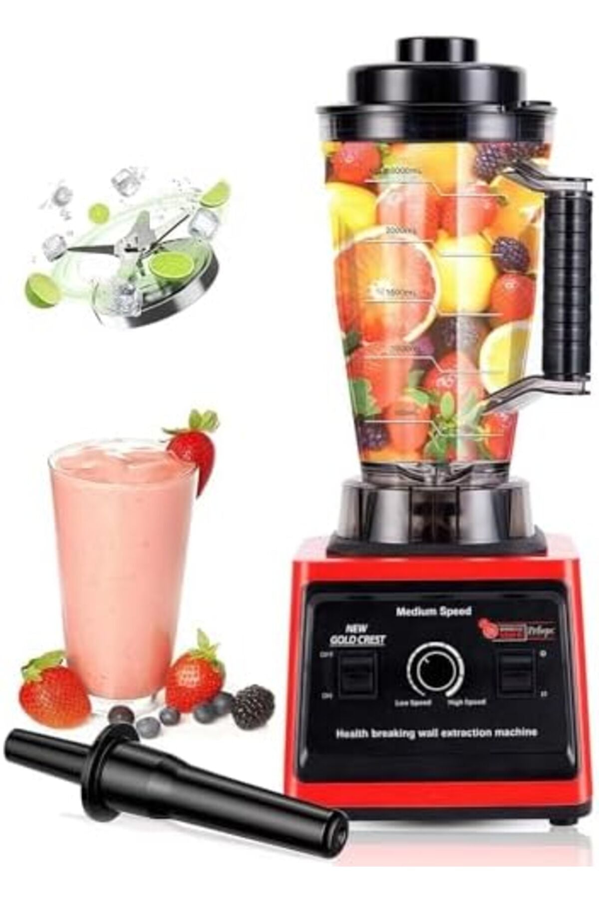 New Gold Crest SC-9880 High-speed Blender 10000W 3L with Ice Crusher, Fruit Grinder, Nut Grinder, Co