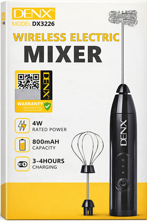 DENX 4W Wireless Electric Mixer Egg Beater & Milk Frother USB Rechargeable Hand Mixer DX3226