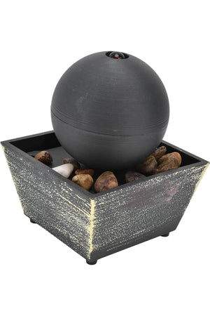 DLC Indoor Zen Water Fountain with Globe & Stones Desktop Tabletop for Home Office Decor DLC-31037