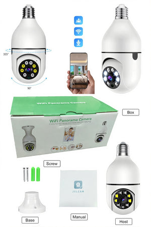WiFi Panorama Bulb Camera HD Smart Security Camera, 360° Tilt Indoor CCTV, Home Surveillance Camera
