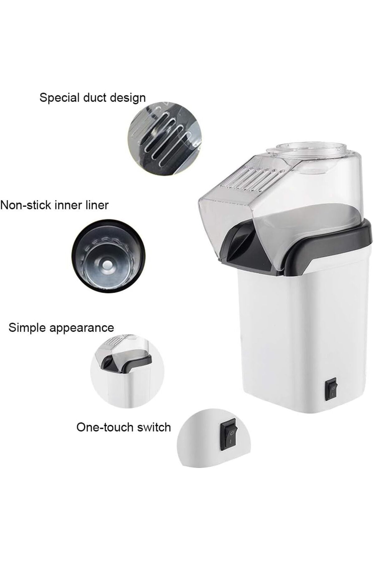 Automatic Hot Air Popcorn Maker - Healthy Oil-Free Popcorn Machine