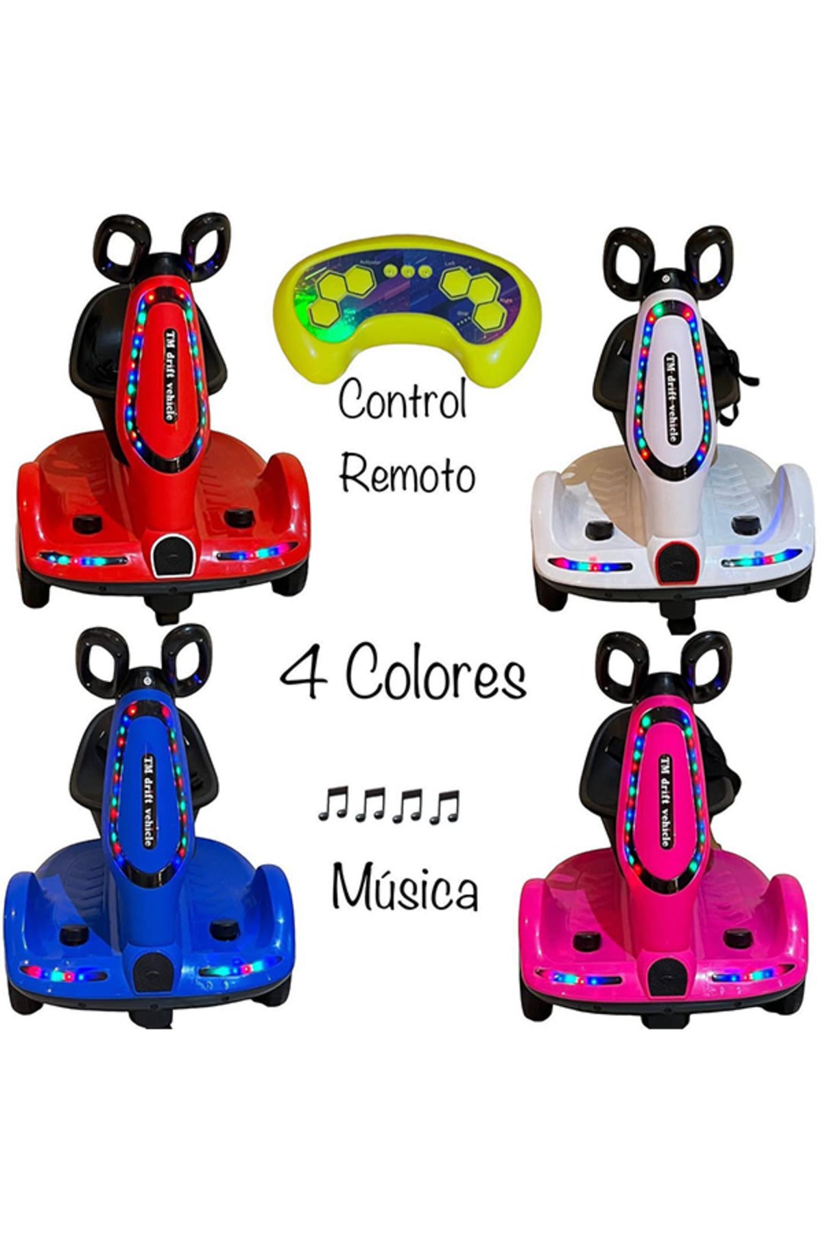 4 Wheels Kids Electric Scooter with Seat & LED Lights, Battery Ride On Toy 2–8 Years Children