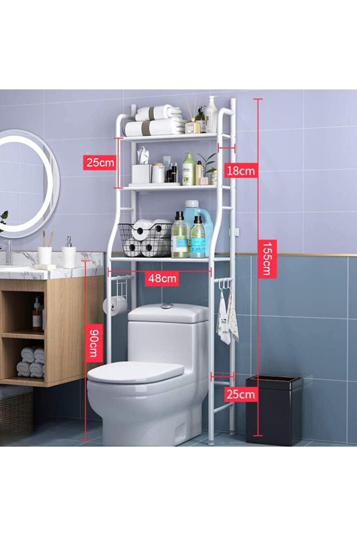 3-Tier Over-Toilet Bathroom Storage Rack