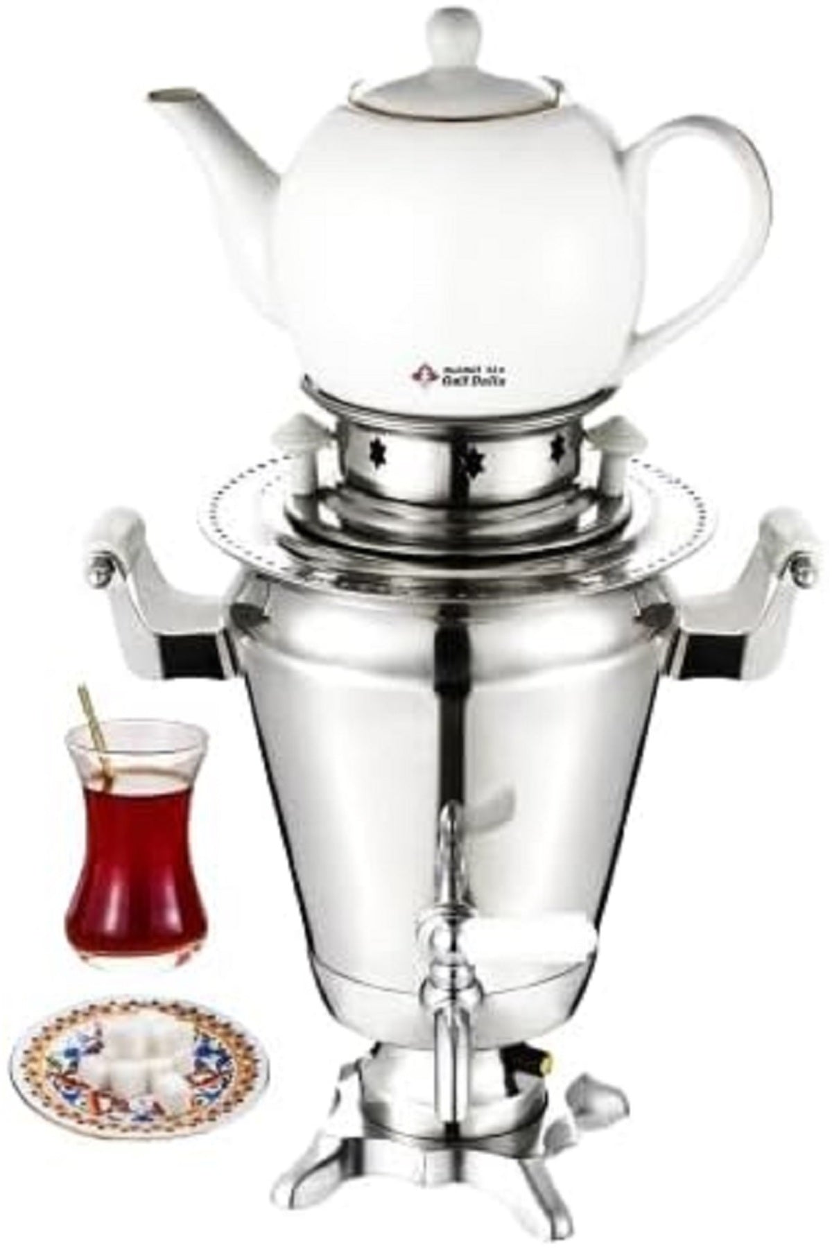Dallah Al Khaleej 2-in-1 Electric Samovar with Teapot, 1000 Watts - GA-C921001