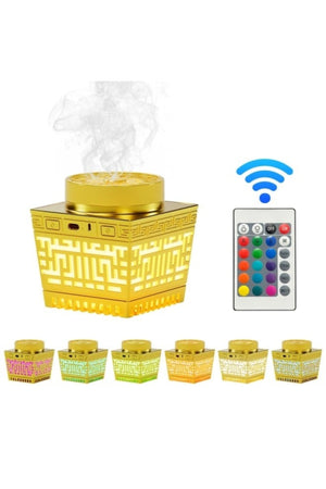 Electric Golden Incense Burner with Remote Control 16-Colorful Lights, Portable Bukhoor Burner