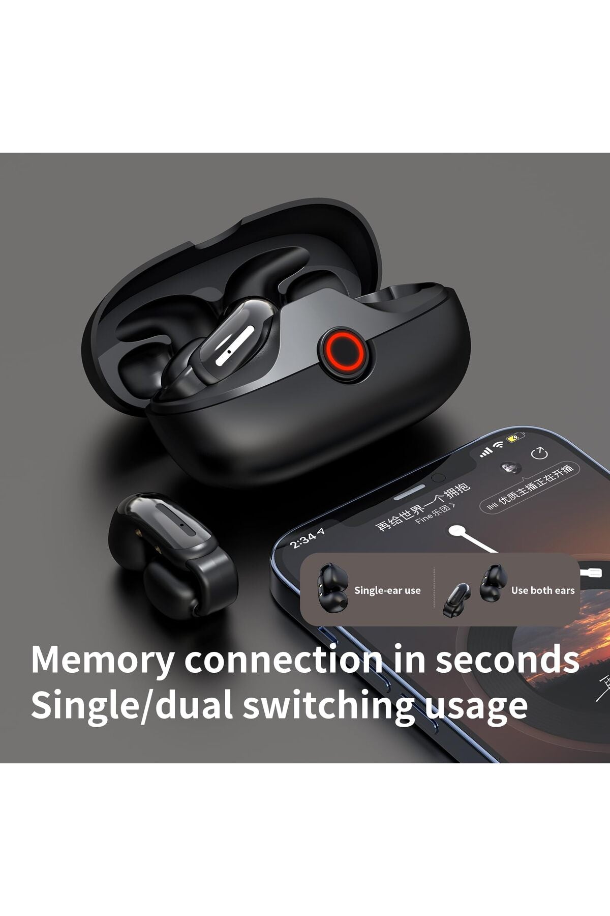 Denx Ear Clip Bluetooth Earphone Earhook Bluetooth Wireless Earphones with Mic Tws In-Ear Earbuds Dx358