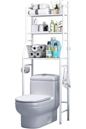 3-Tier Toilet Storage Rack Bathroom Organizer Storage Shelf Stand with Towel Holder Paper Roll Hook