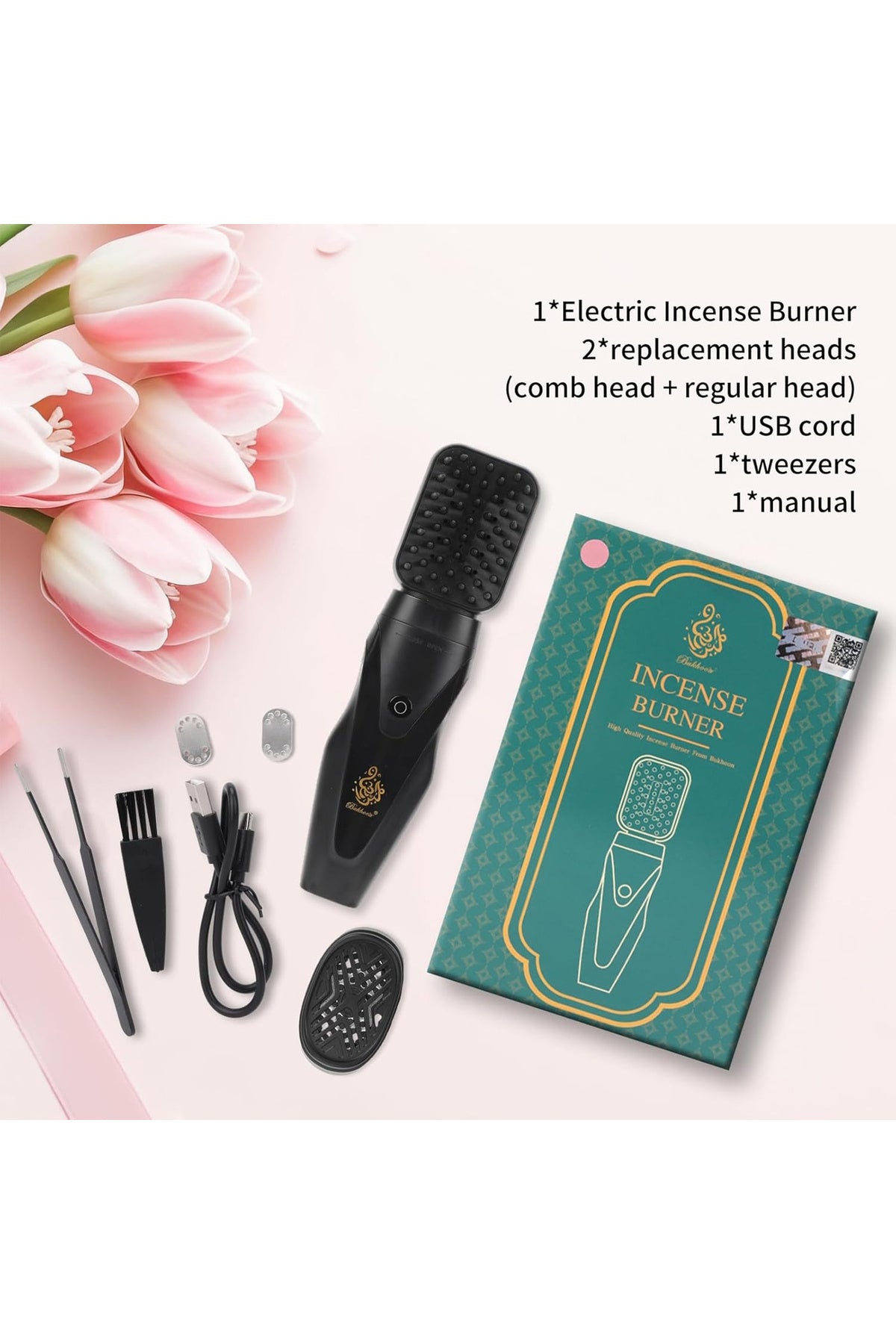 Electric Hair Comb Arabic Incense Aroma Diffuser Portable USB Rechargeable Incense Burner