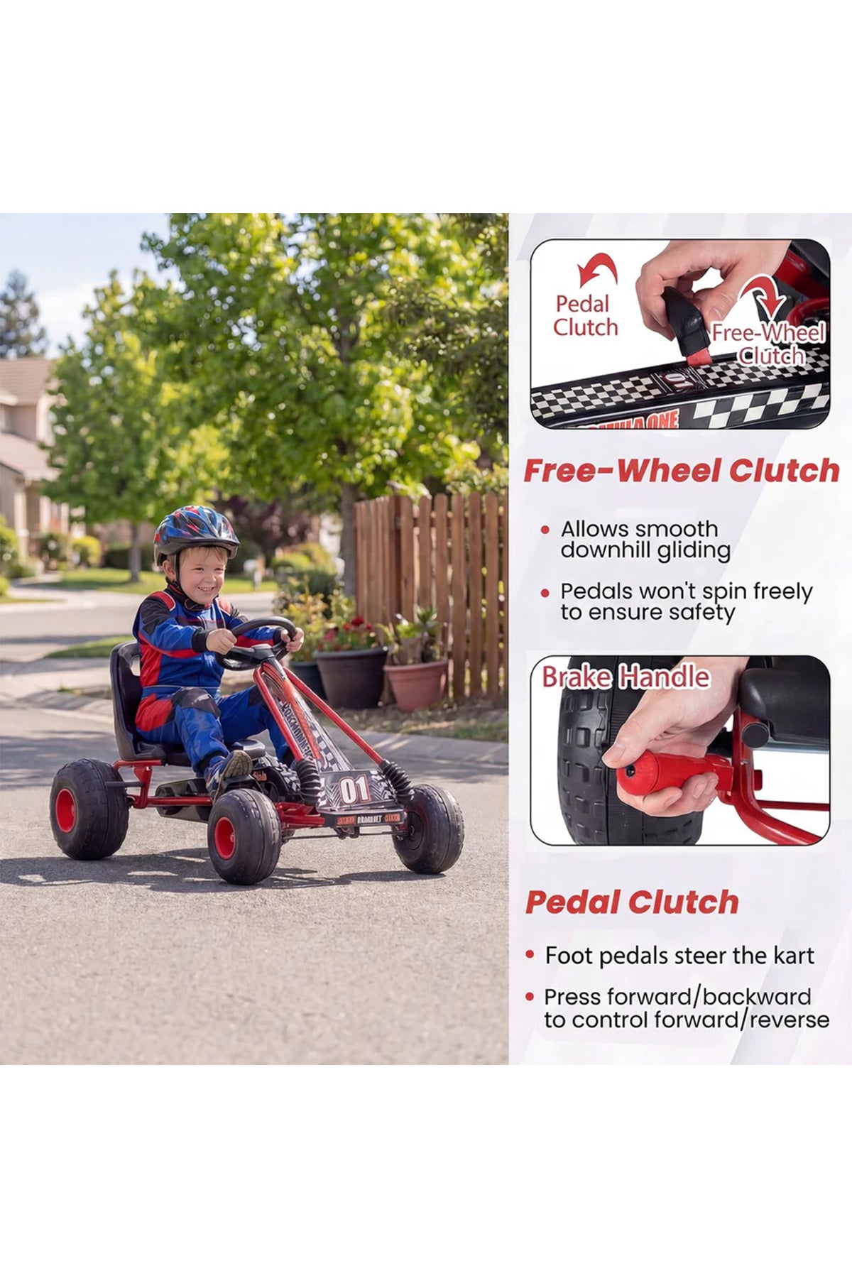 Kids Go Kart Pedal Car for Children Manual Driving Car Adjustable Seat Kids Racing Car P1004