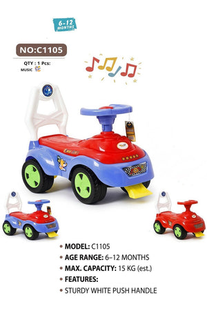 Kids Ride-On Push Car with Music & Lights 4 Wheel Toddler Walker Car for Boys & Girls C1105