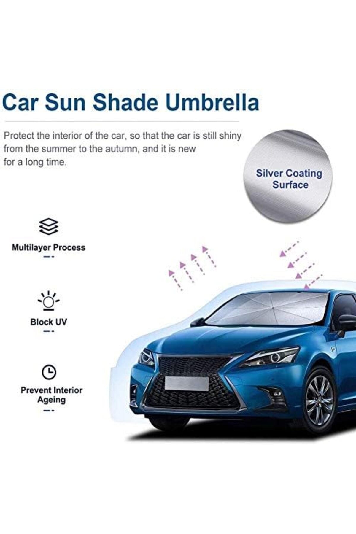 Car Sunshade Contractible Umbrella Front Window Windshield Polyester Insulation Foldable Shade