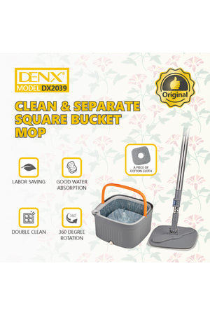 Square Spin Mop and Bucket Set, Separate Square Bucket Mop Microfiber Floor Cleaning System DX2039
