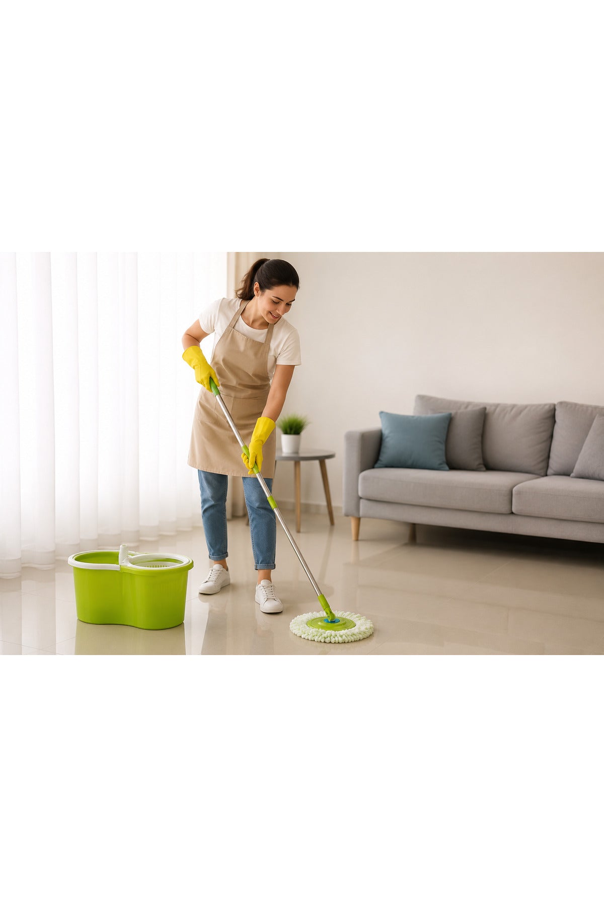 4.5M DF Spin Mop and Bucket Set with 360° Head and Stainless Steel Handle – Lime Green