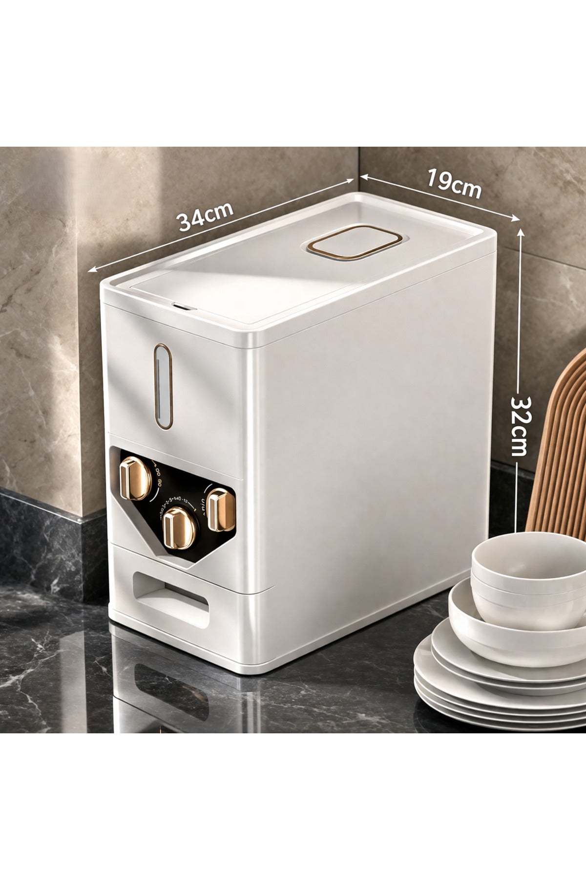 6 KG Rice Dispenser Storage Container with Measuring System Airtight Grain Storage Box