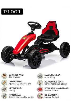 Kids Pedal Go Kart Car No Battery Manual Kart Adjustable Seat Hand Brake Car for Children P1001