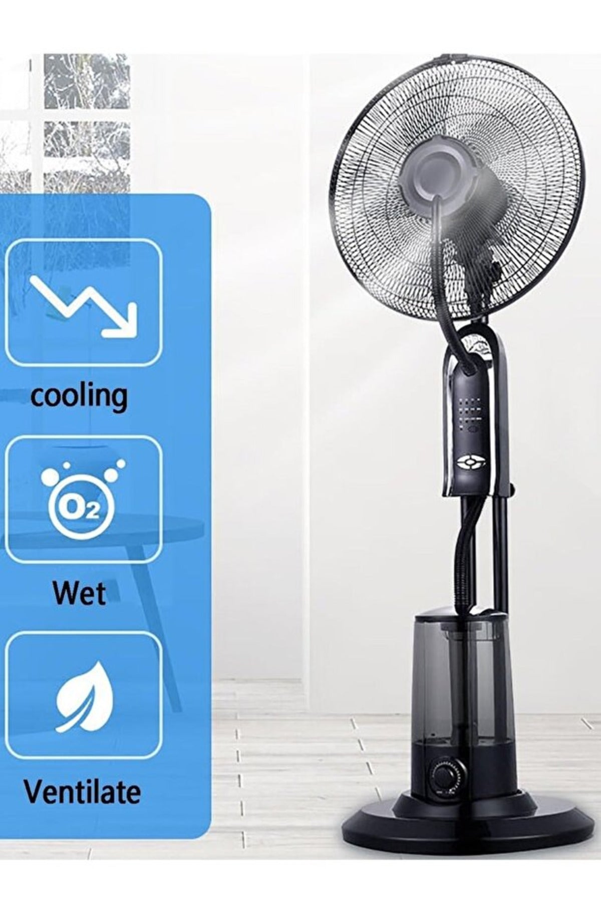 DENX Portable Mist Spray Fan 75W Air Cooler Fan with 5L Water Tank, 3 Speed Settings DX2577