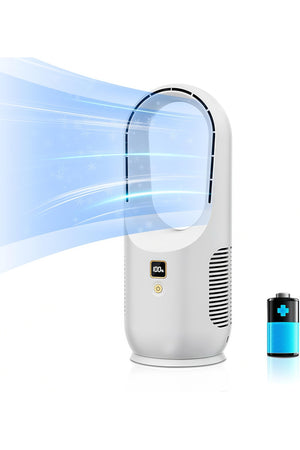 DENX Intelligent Bladeless Mini Tower Fan with 6-Speed Settings, Rechargeable Desk Fan, DX2541