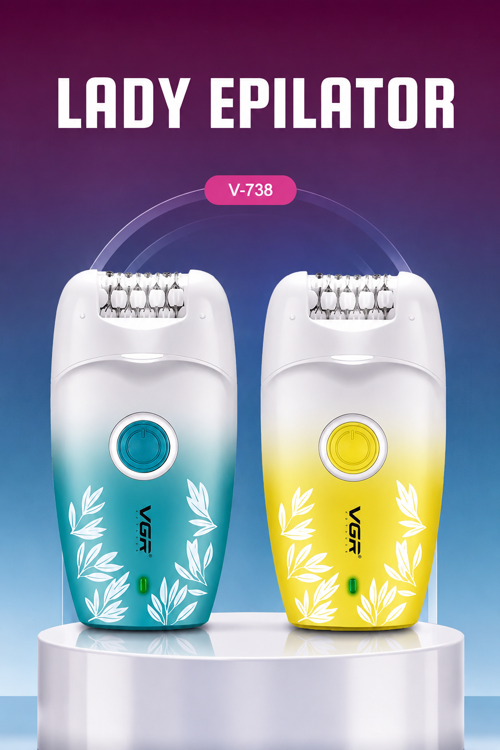 VGR Lady Epilator Electric Hair Remover for Women, Body Hair Removal Device, Lady Shaver, V-738