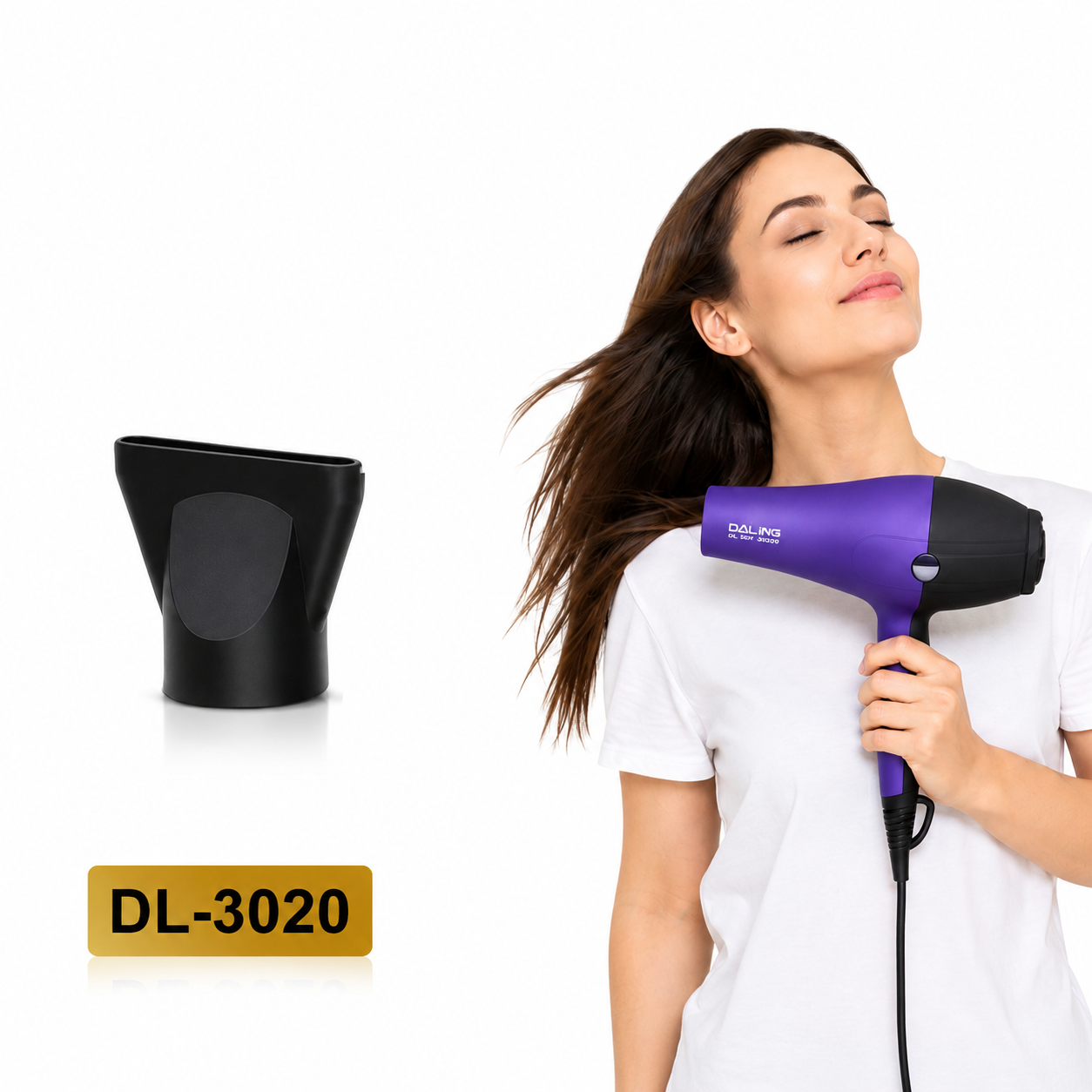 DALING Professional Hair Dryer, 2800W Fast Drying Hair Dryer with 3 Heat Settings, 2 Speed Modes, Lightweight Salon Blow Dryer DL-3020