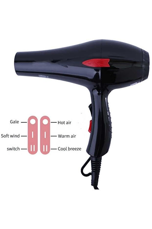 Professional Hair Dryer, 2200W High Power, 2 Concentrator Nozzles, Hot & Cold Air, DX1343