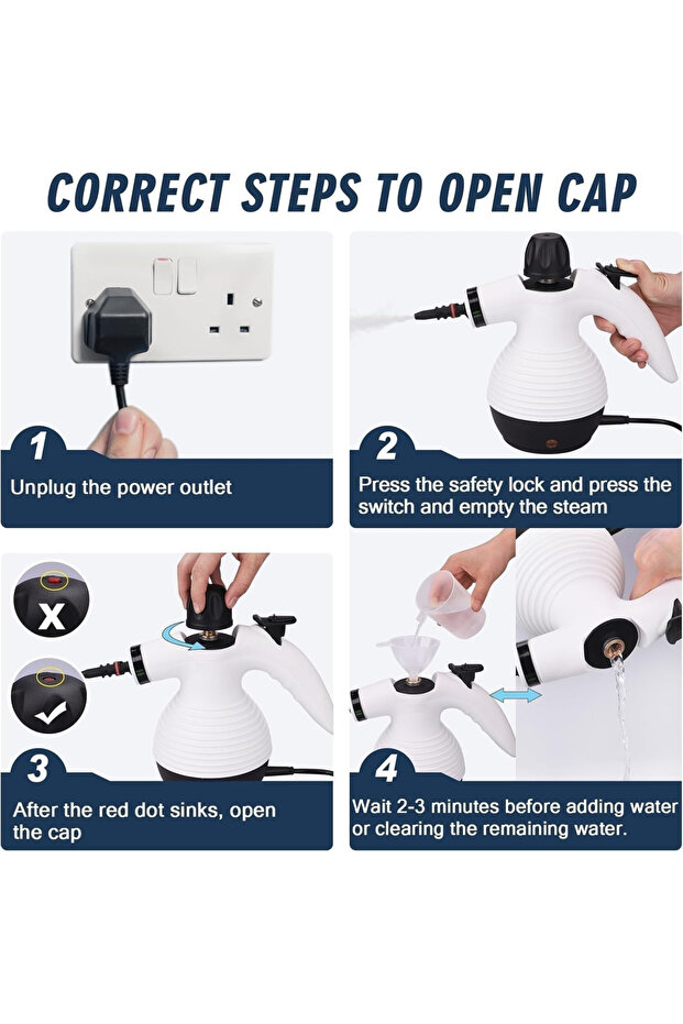 Portable Steam Cleaner 1200W Handheld Steam Cleaning Machine 350ml Water Tank Multi-Purpose Deep Cleaning Steamer DX2596