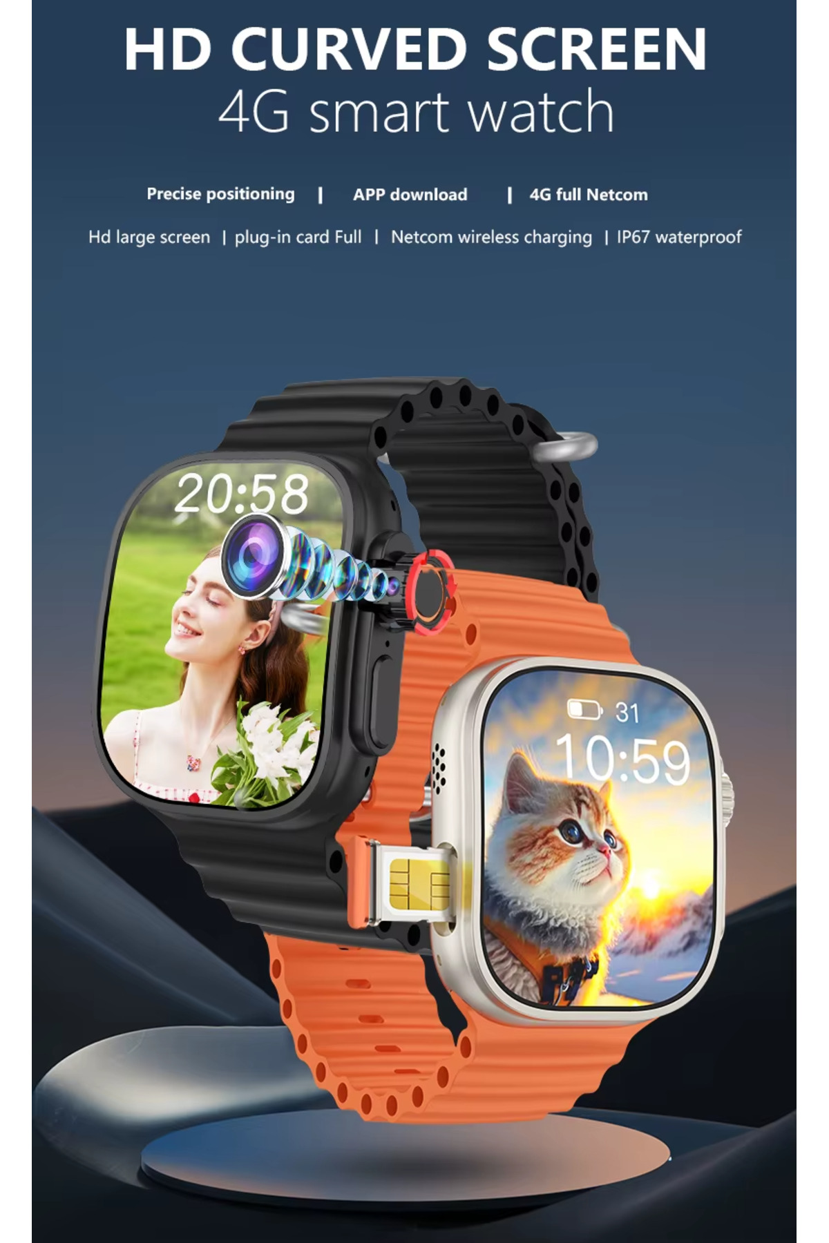 Ultra 2 Smart Watch SIM Card Cellular Version 49MM Rechargeable Smartwatch, Bluetooth Calling, IP67 Waterproof, HD Display, Sports Fitness Watch, Magnetic Charging, Android Compatible