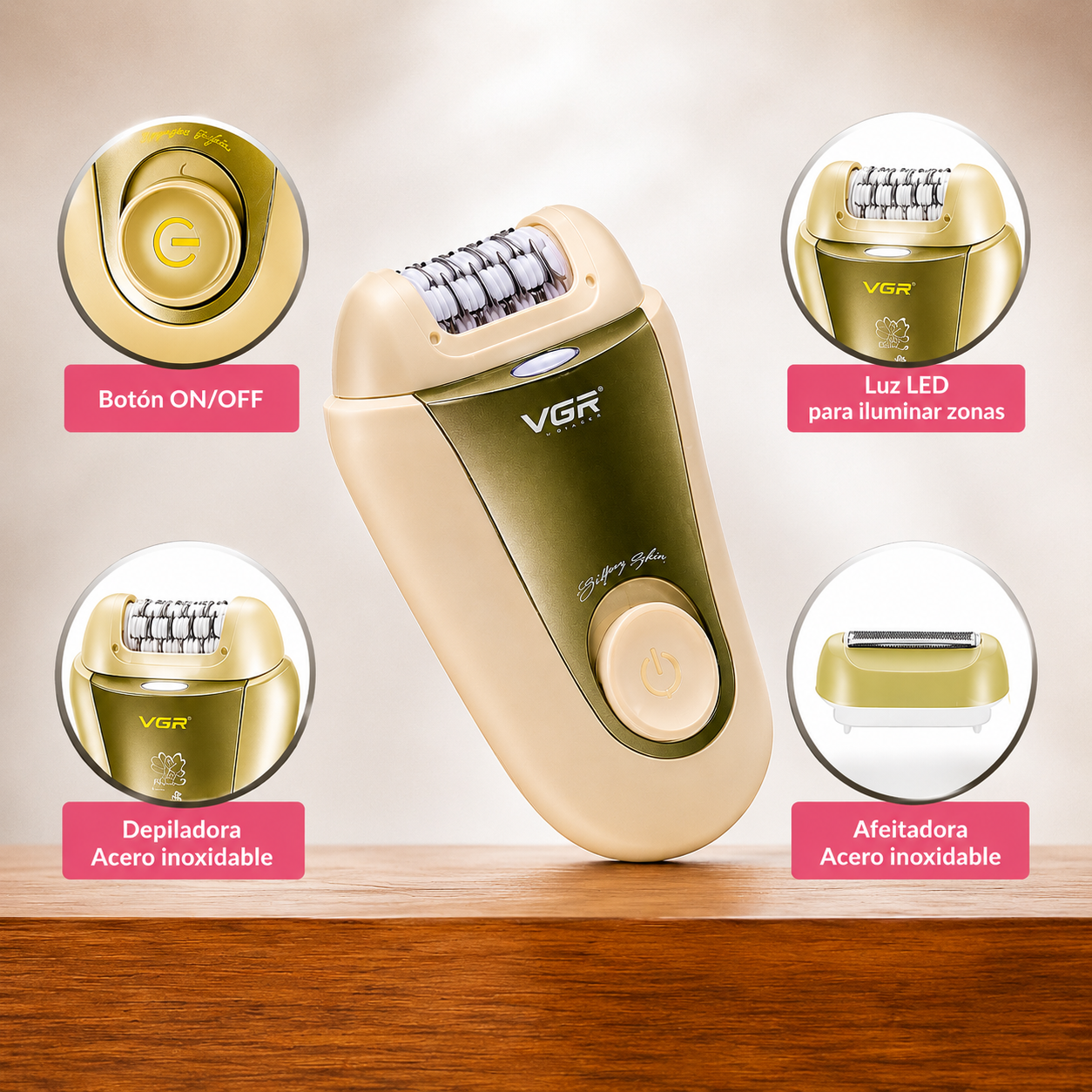 VGR 2-in-1 Electric Epilator & Shaver for Women, 32 Tweezers, Hair Remover for Face & Body, V-758