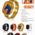 Smart Watch Ultra 4 2.05" Full Touch Screen Rechargeable Smartwatch Wireless Charging Fitness Tracker Bluetooth Call Sports Watch for Android & iPhone