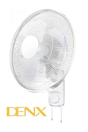 16 Inch Wall Fan with 3 Speed Controls 5 Leaf Blades 2 Pull Cord Adjustable Tilt Angle DX2558