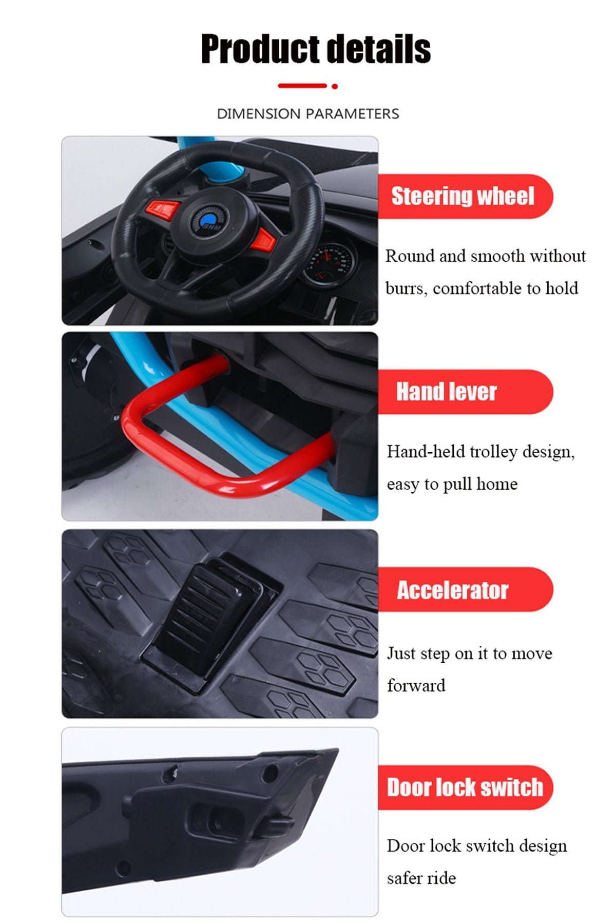 12V Kids Rechargeable Electric 4x4 Jeep Car 4 Motor Remote Control, LED Lights, BT, USB, MP3 BC1105