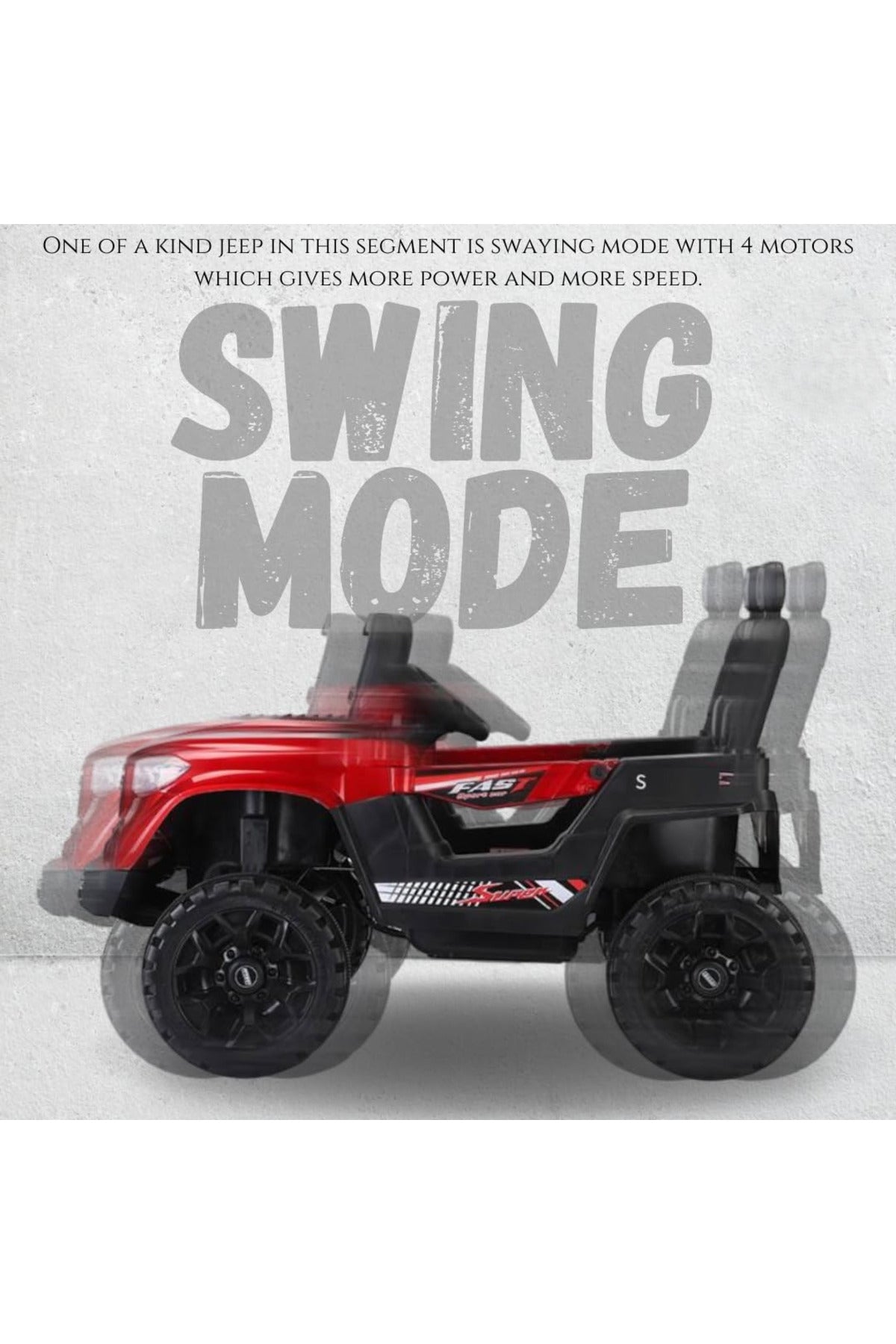 12V Kids Rechargeable Electric Jeep Car Remote Control, LED Lights, MP3 2 Motor Battery BC1189