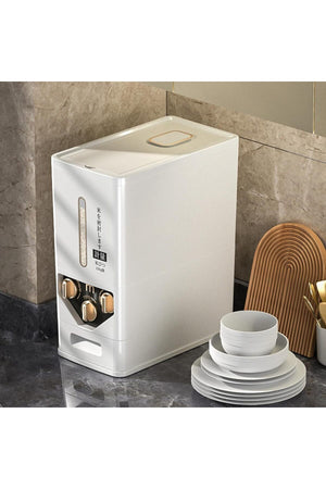 12 KG Rice Dispenser Storage Container with Measuring System Airtight Grain Storage Box