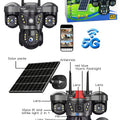 Hb 5g Solar Camera Three Lens Outdoor Wireless Solar Panel Security Camera Sim Card Solar Camera Hb-006