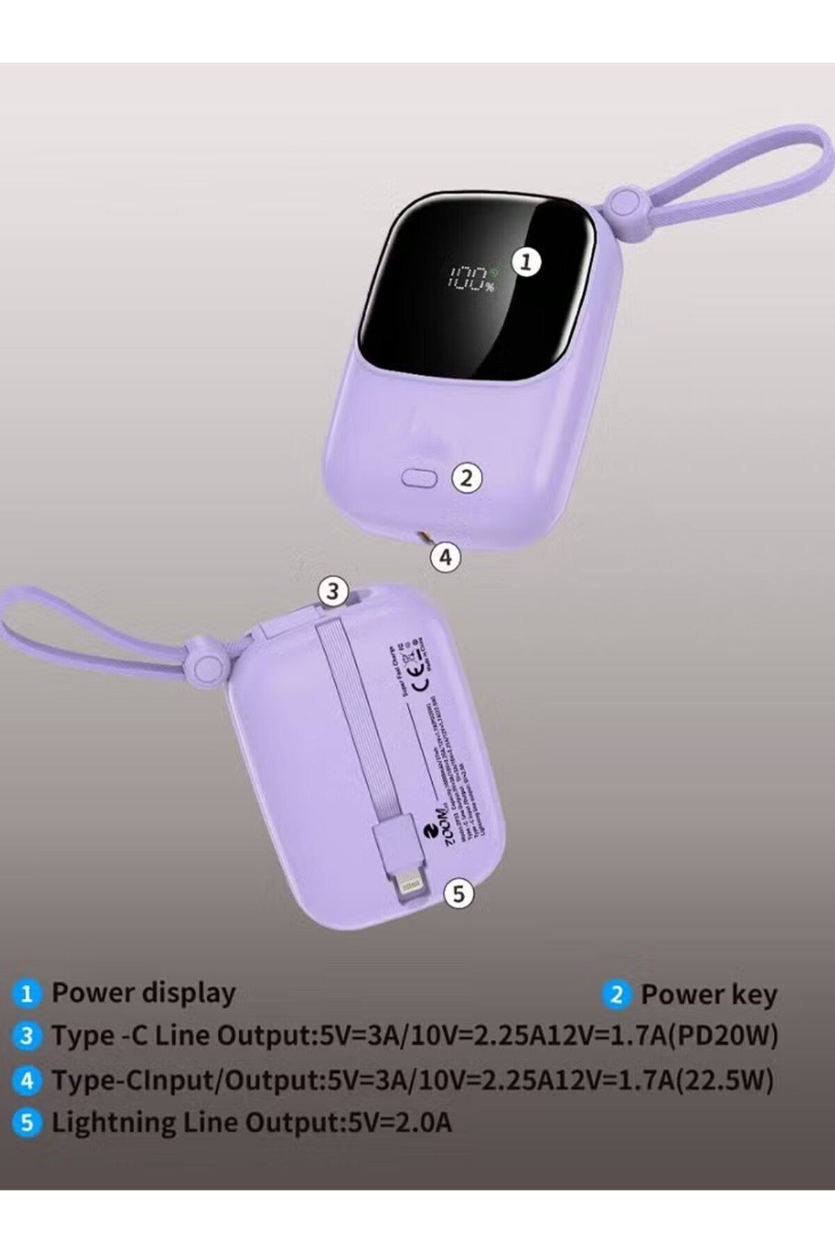 10000mAh Power Bank, 22.5W Fast Charging Output, Portable Charger with Dual USB Output
