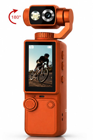 4K Handheld Vlogging Camera with 180° Rotatable Dual Lens, 2.0 Inch IPS Screen, Auto Focus, WiFi App Control, 2000mAh Recharg