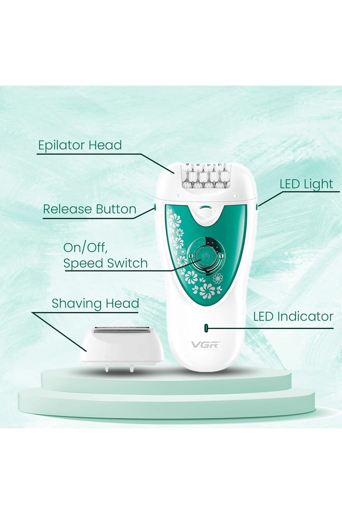 VGR 2-In-1 Women Epilator & Electric Shaver, Rechargeable Hair Removal, 50Minutes Runtime, V-722
