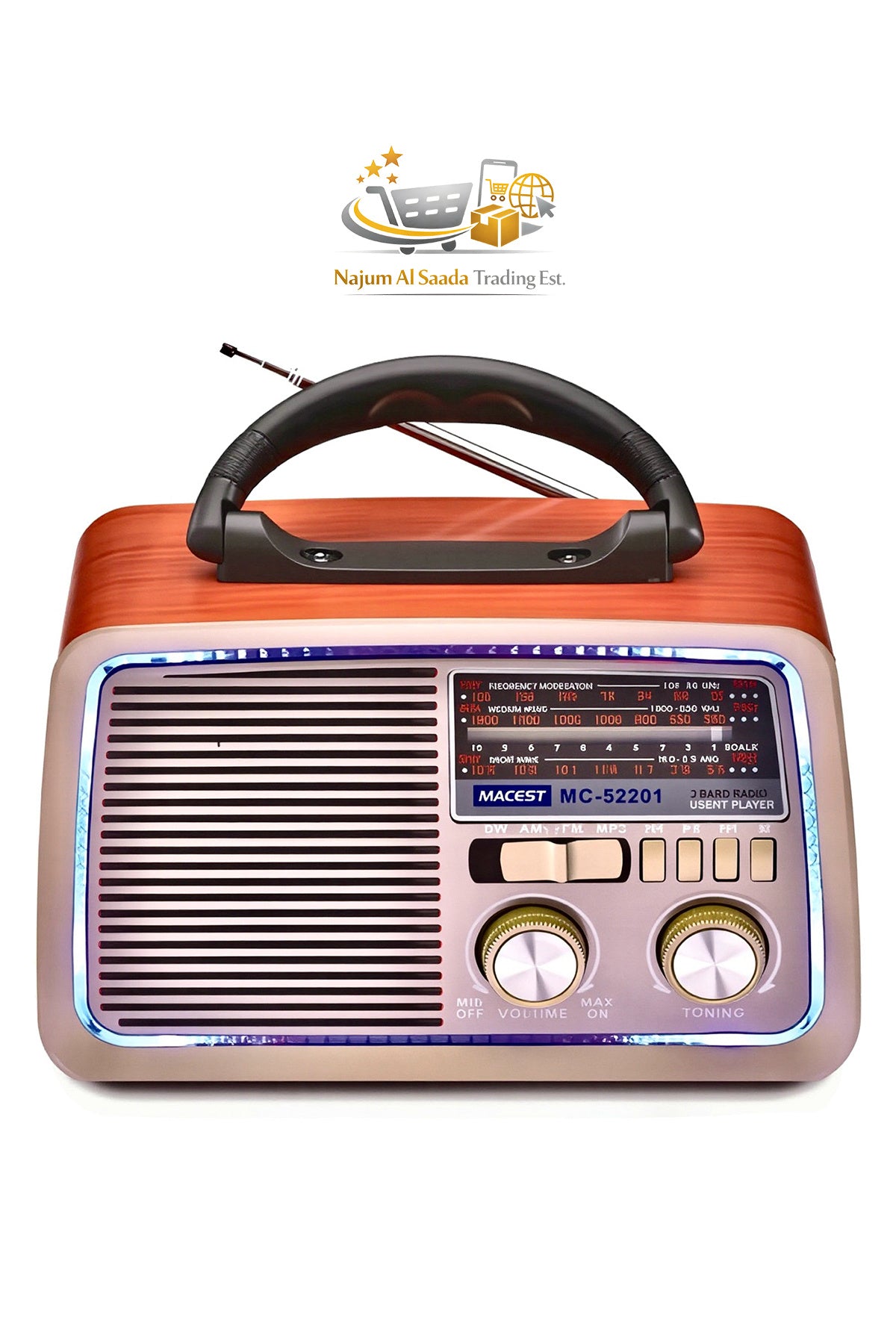 Bluetooth Radio FM/AM/SW Radio Speaker, USB MP3 Player, Dual Power Electric Radio, MC-52201