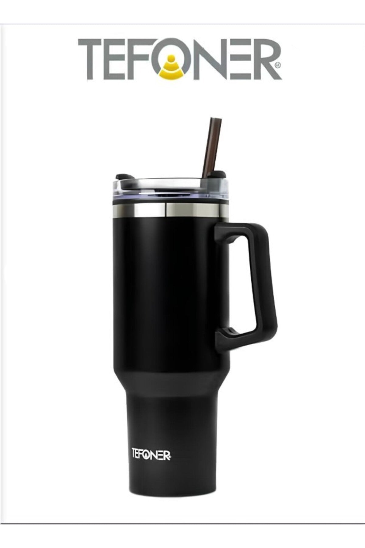 A thermal mug that keeps drinks hot or cold. A 40oz (1.2L) insulated coffee mug. A thermal mug.