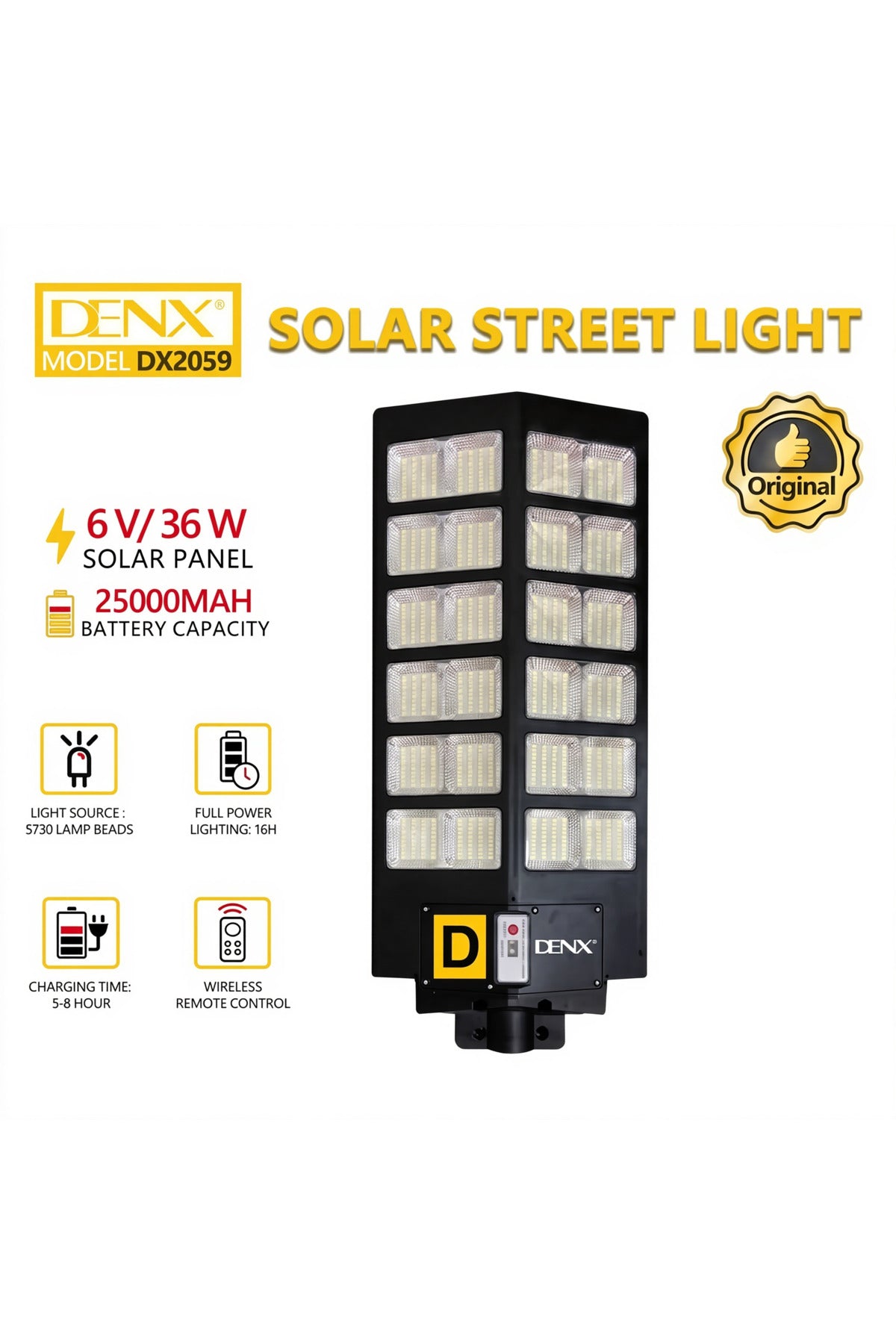 Solar Street Light, LED Solar Light Outdoor, High Power Waterproof Street Lamp With Remote Control, Motion Sensor, 16H Lighti