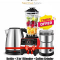 3 COMBO Set 5500W High Speed Blender 2L + Grinder; 50g Coffee Grinder + 1.8L Stainless Steel Kettle