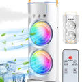 Rechargeable Spray Fan with Remote, Dual Head Mini Tower Fan & Desk Fanwith Humidifier, DX2608