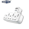 Wall power strip with three 3-pin outlets, two USB ports, and a PD port