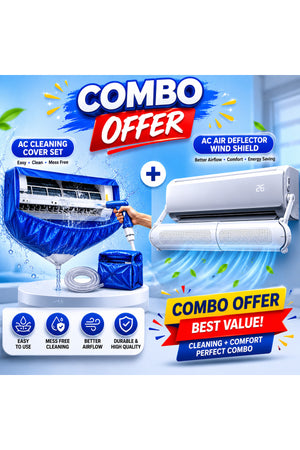2-in-1 Split Air Conditioner Cleaning Kit Waterproof AC Washing Cover Bag with Drain Hose + Adjustable Air Flow Deflector Win