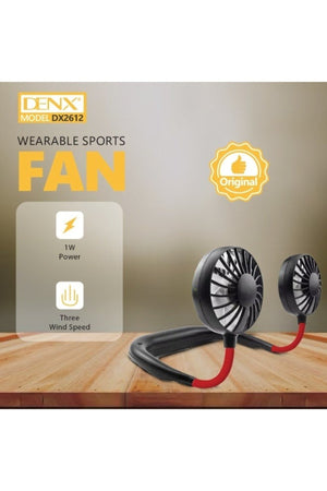 DENX Portable Mini Neck Sports Fan Rechargeable Hands-Free Hanging Sports Fan with USB Port DX2612