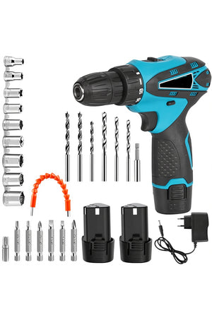 12V Cordless Electric Drill Kit Rechargeable Lithium Battery 24 Piece Power Drill Screwdriver Set