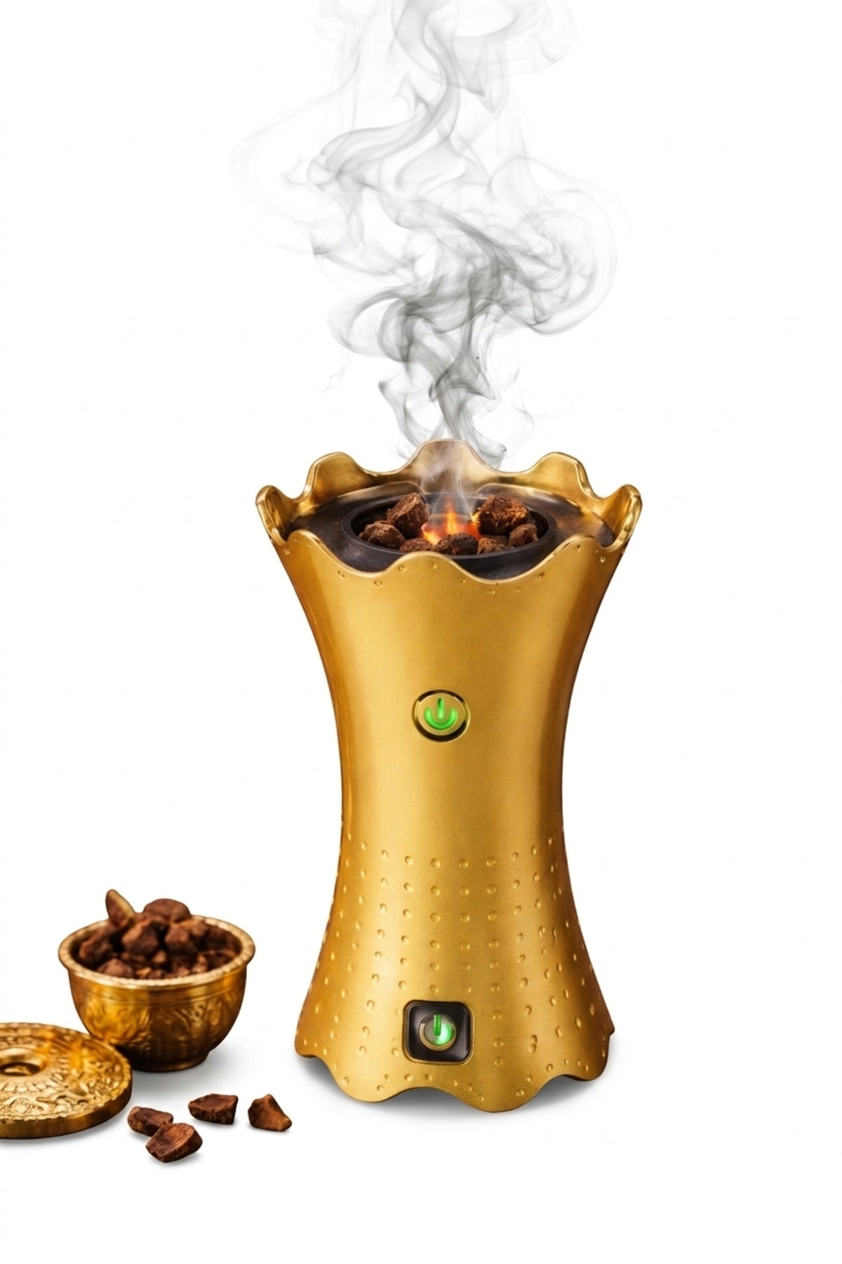 Portable Electric Bakhoor Burner, Luxury Gold Mabkhara USB Rechargeable Oud Incense Burner BK-71